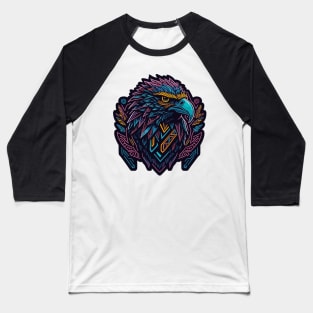 Luminous Flight: Colorful Neon Vector Eagle Baseball T-Shirt